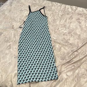 ZARA jacquard midi dress black & blue never worn size: US XS-S